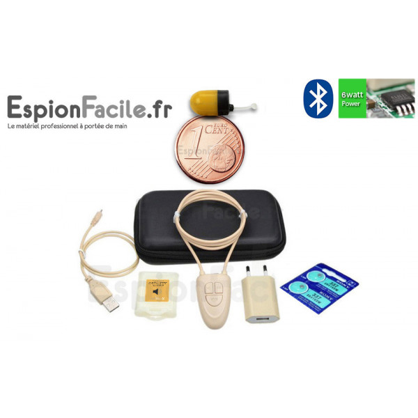 Mini Oreillette Espion Invisible Induction Micro Sans Fil pack de 2  oreillette