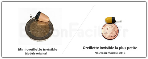 Comparaison du nouveau modèle oreillette le plus petit avec un ancien modèle oreillette