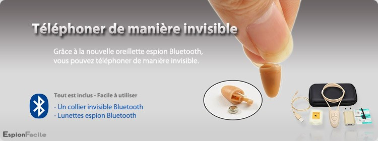 La plus petite oreillette espion invisible Gsm Bluetooth tour de cou sans  fil micro caché, beige, 1